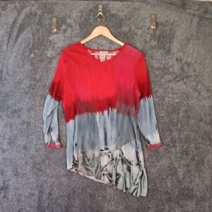 Parsley & Sage 3/4 Sleeve Knit Top Asymetrical Art To Wear Womens Large